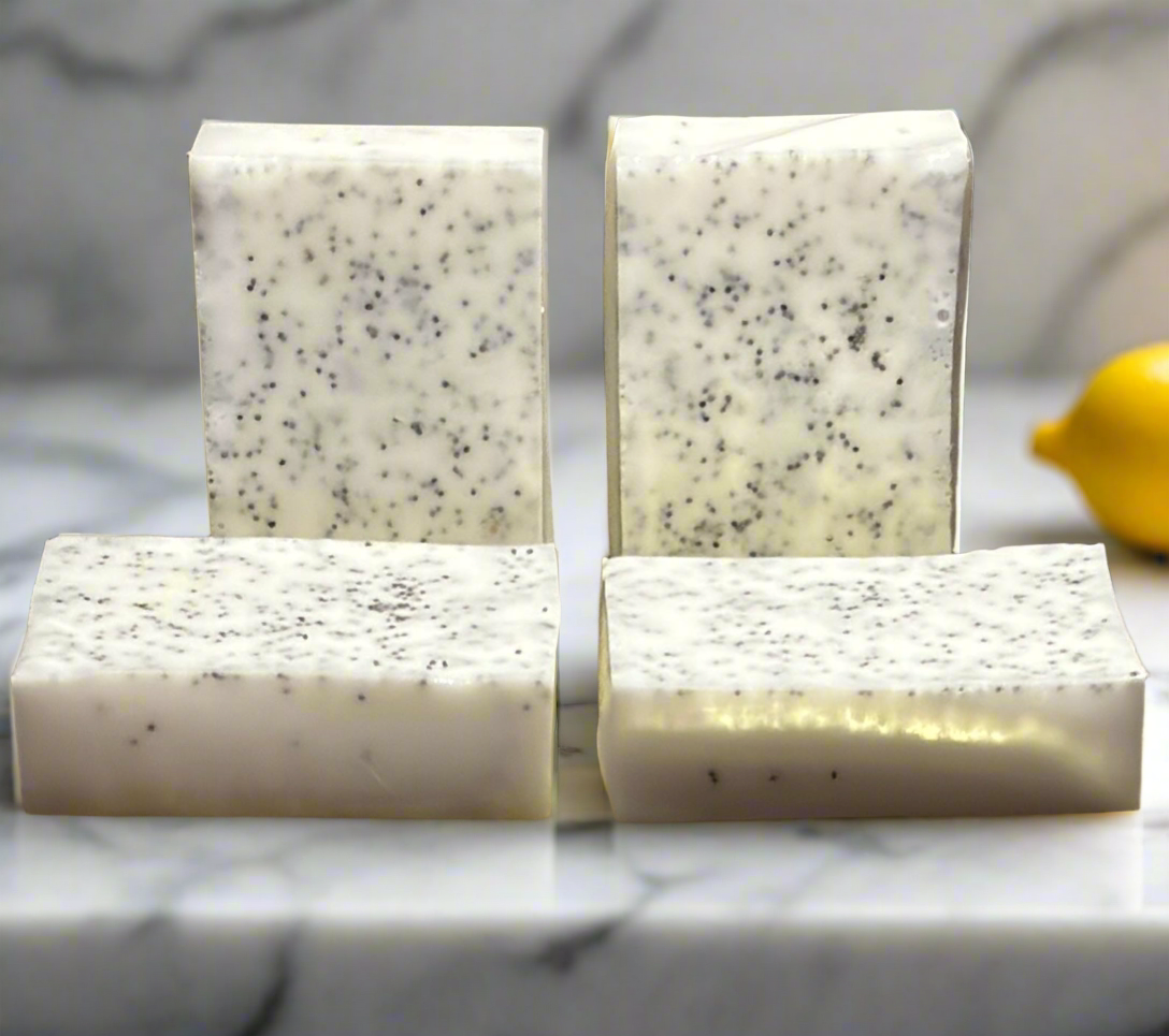 Lemon Poppy Seed Goat Milk Bar Soap With Lemon Essential oil and Poppy Seeds