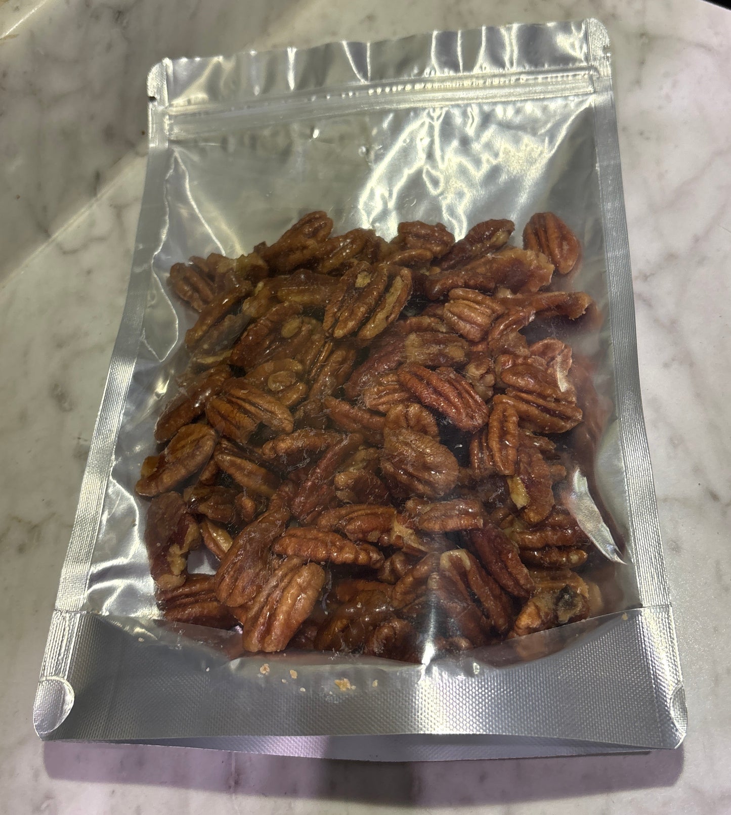 Traditional Stove Top Candied Pecans Made with Pecan Halves and Brown Sugar