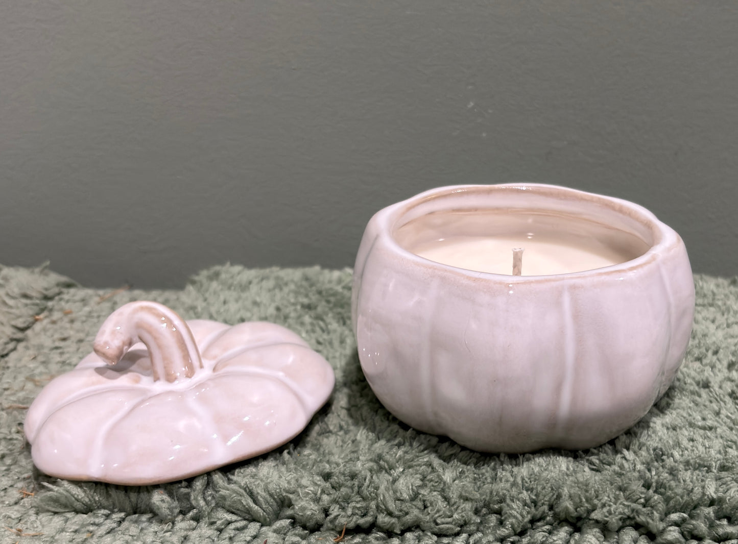 Pumpkin Apple Butter Scented Soy Wax Candle in White Pumpkin Container 7 oz.