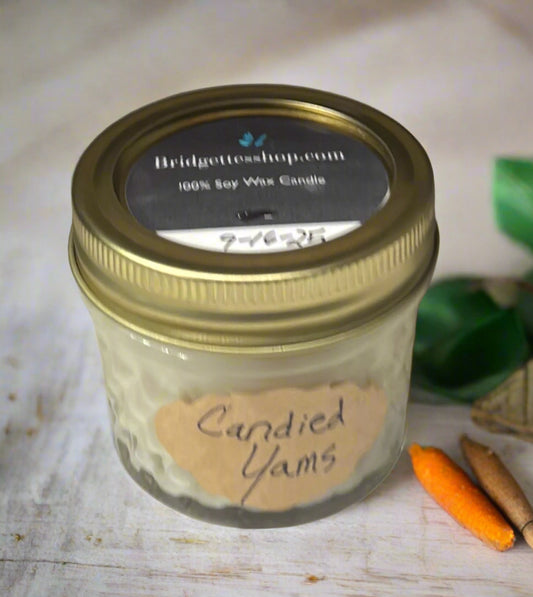 Candied Yams (Holiday Scented) 100% Soy Wax Candle Glass Jar