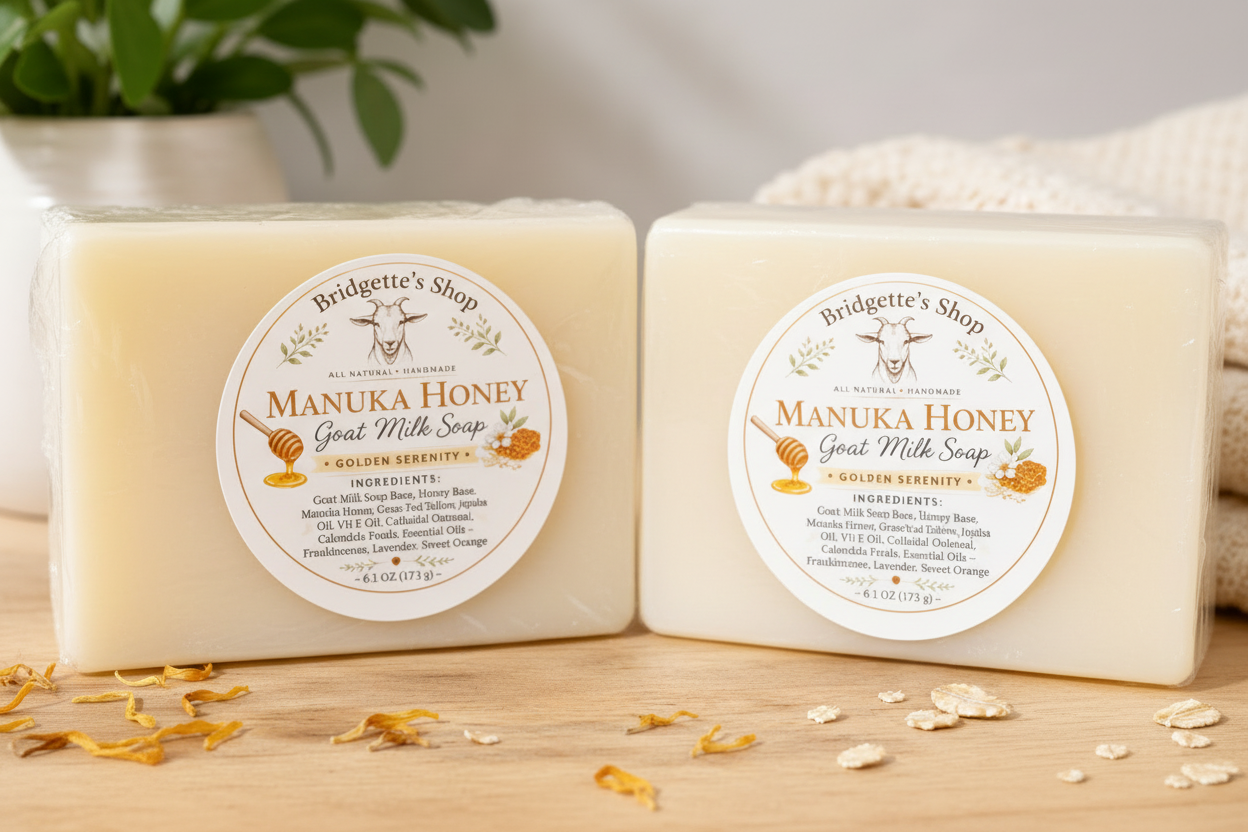 Small-batch natural goat milk soap with calendula and essential oils by Bridgette's Shop
