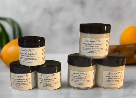 Mango Butter Body Scrub *Warm Vanilla* Scent 3.5oz or 6 oz. or Combo Pack