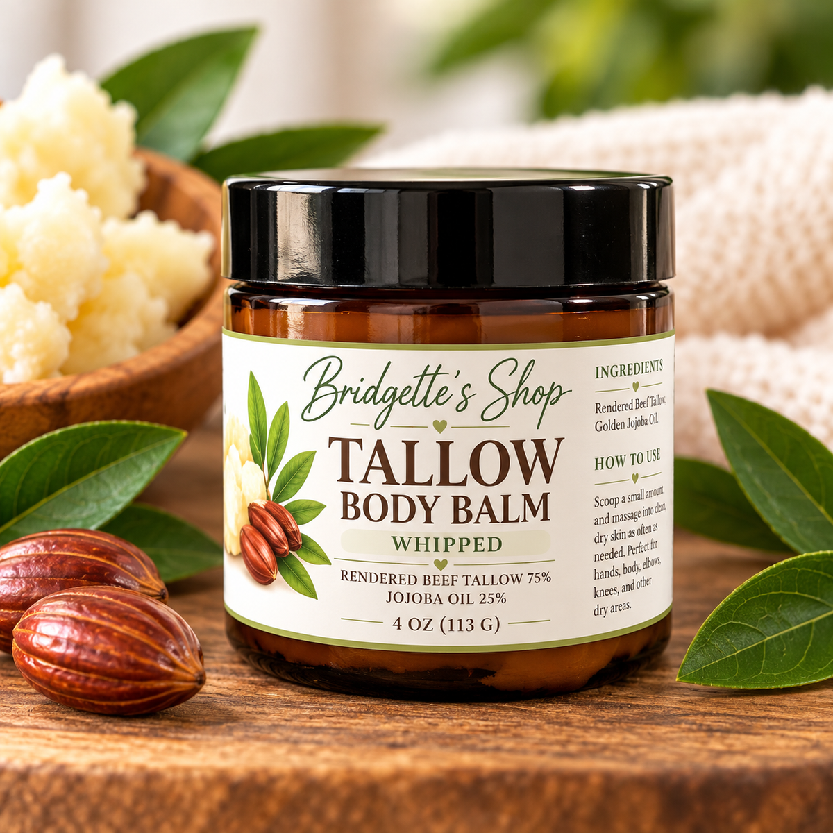 4 oz tallow body balm whipped