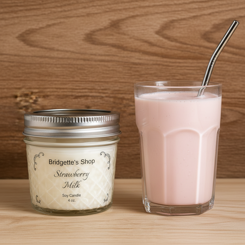 Limited Edition Strawberry Milk Soy Candle – Lightly Scented