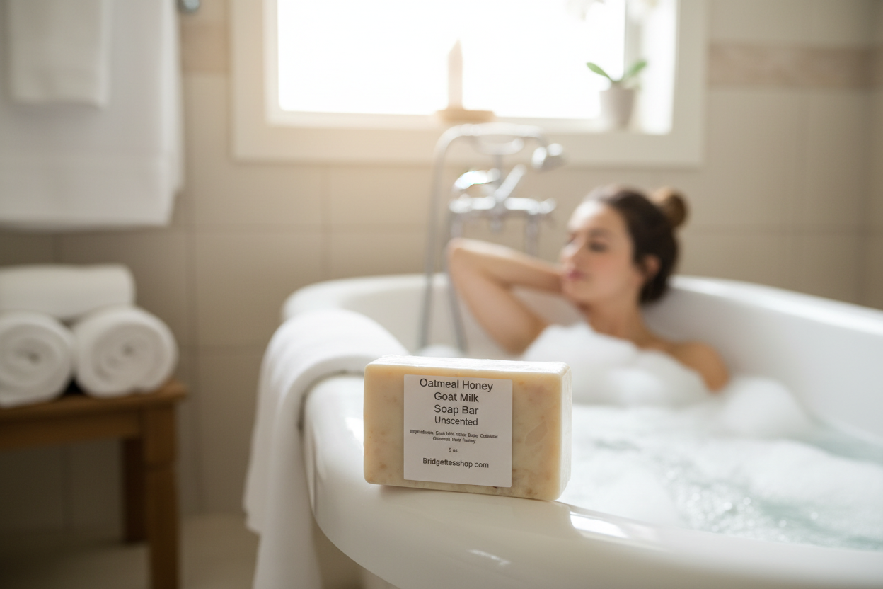 5 oz Oatmeal Honey Goat Milk Soap Bar