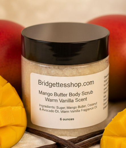 Warm Vanilla Scented Mango Butter Body Sugar Scrub 3.5oz or 6 oz. or Combo Pack