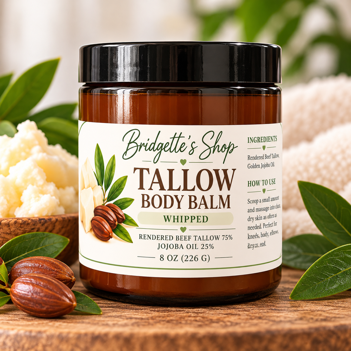 8 oz whipped tallow body balm