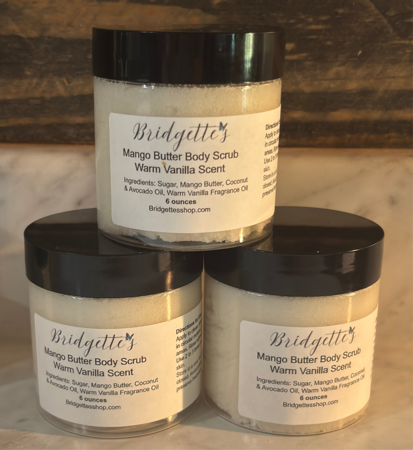Mango Butter Body Scrub *Warm Vanilla* Scent 3.5oz or 6 oz. or Combo Pack