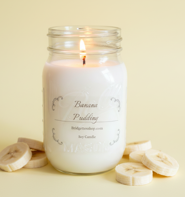 Banana Pudding Soy Wax Candles 16 oz Long Burning