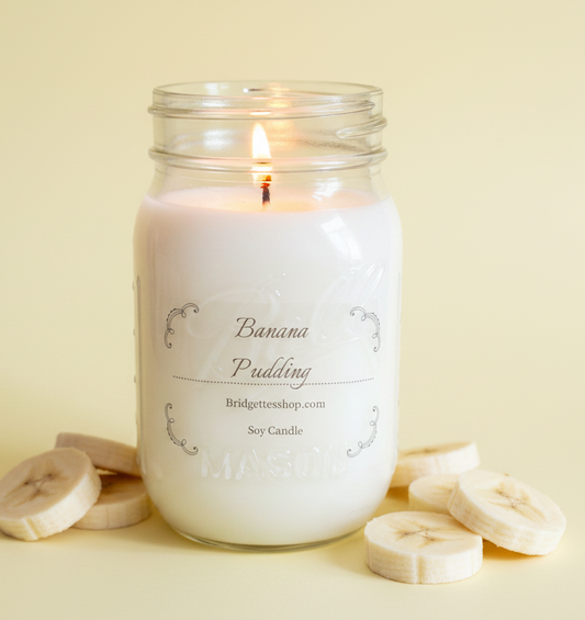 Banana Pudding Soy Wax Candles 16 oz Long Burning