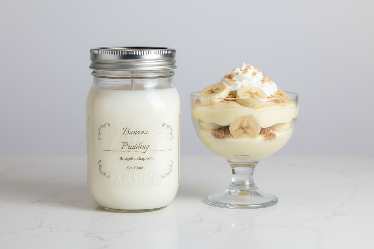 Banana Pudding Soy Wax Candles 16 oz Long Burning