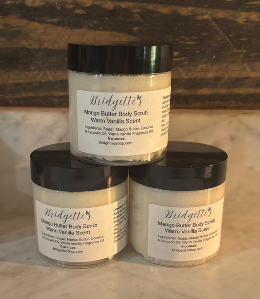 Warm Vanilla Scented Mango Butter Body Sugar Scrub 3.5oz or 6 oz. or Combo Pack