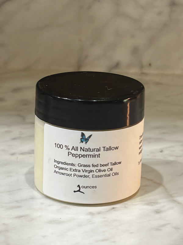 Peppermint scented (Refreshing) Whipped Grass Fed Tallow Balm Moisturizer Cream