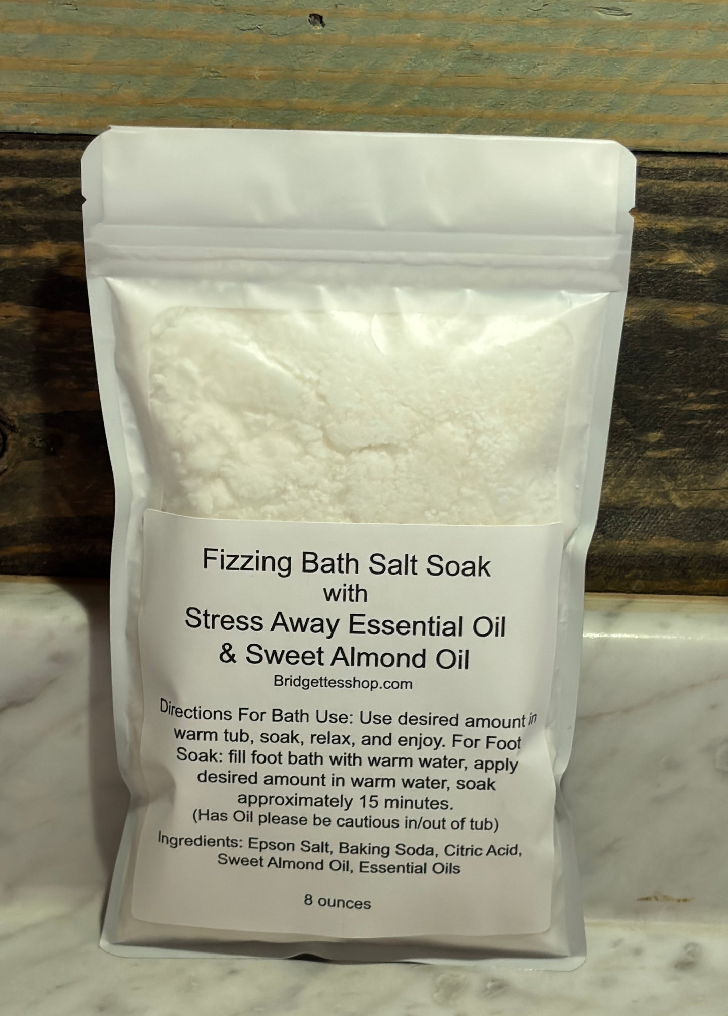 Fizzing Bath Salt Soak with Stress Away Essential Oil and Sweet Almond Oil-Foot Soak, Bath Soak