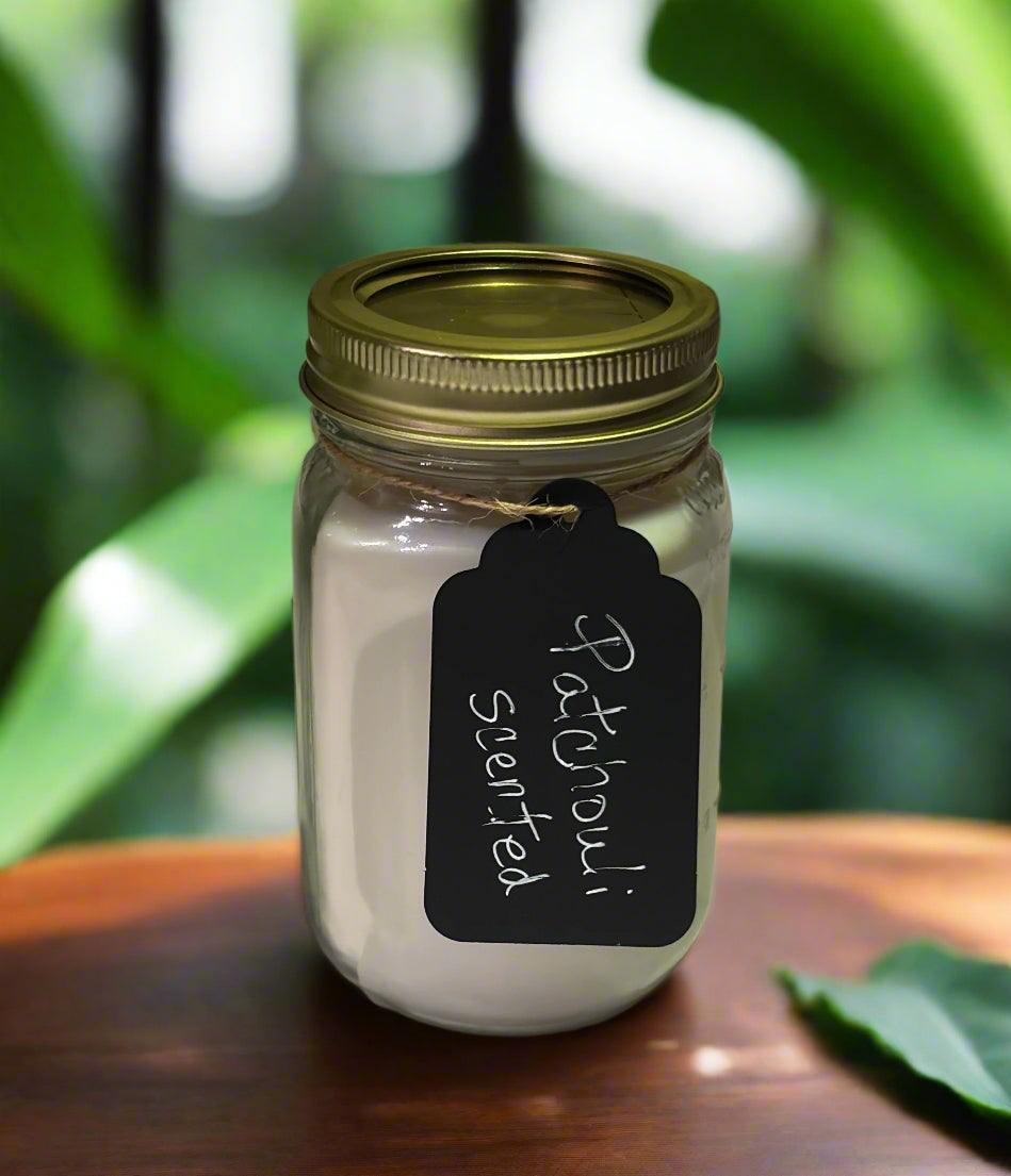 16 oz. Jar Candle 100% Soy Wax- Patchouli Scented