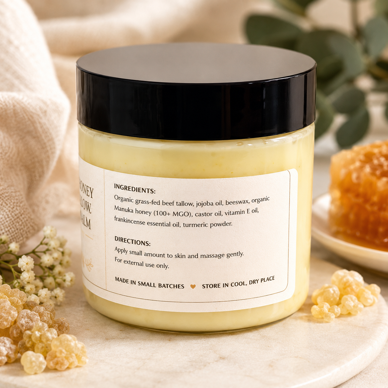 Luxury Manuka Honey Frankincense Tallow Balm Unwhipped