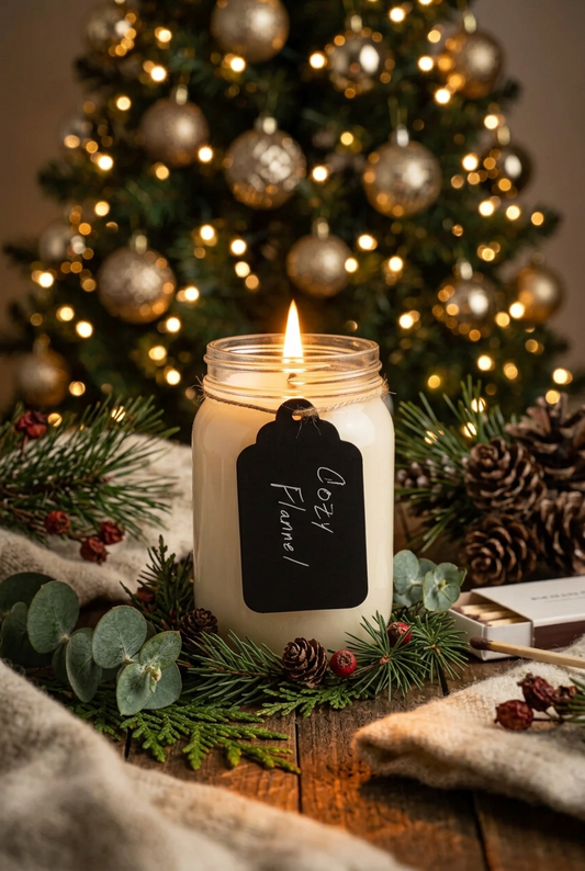 cozy flannel soy wax candle