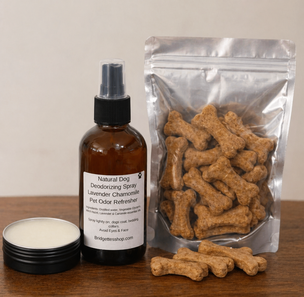 Starter Dog Bundle: Dog Treats/Paw Balm/Dog Deodorizing Spray