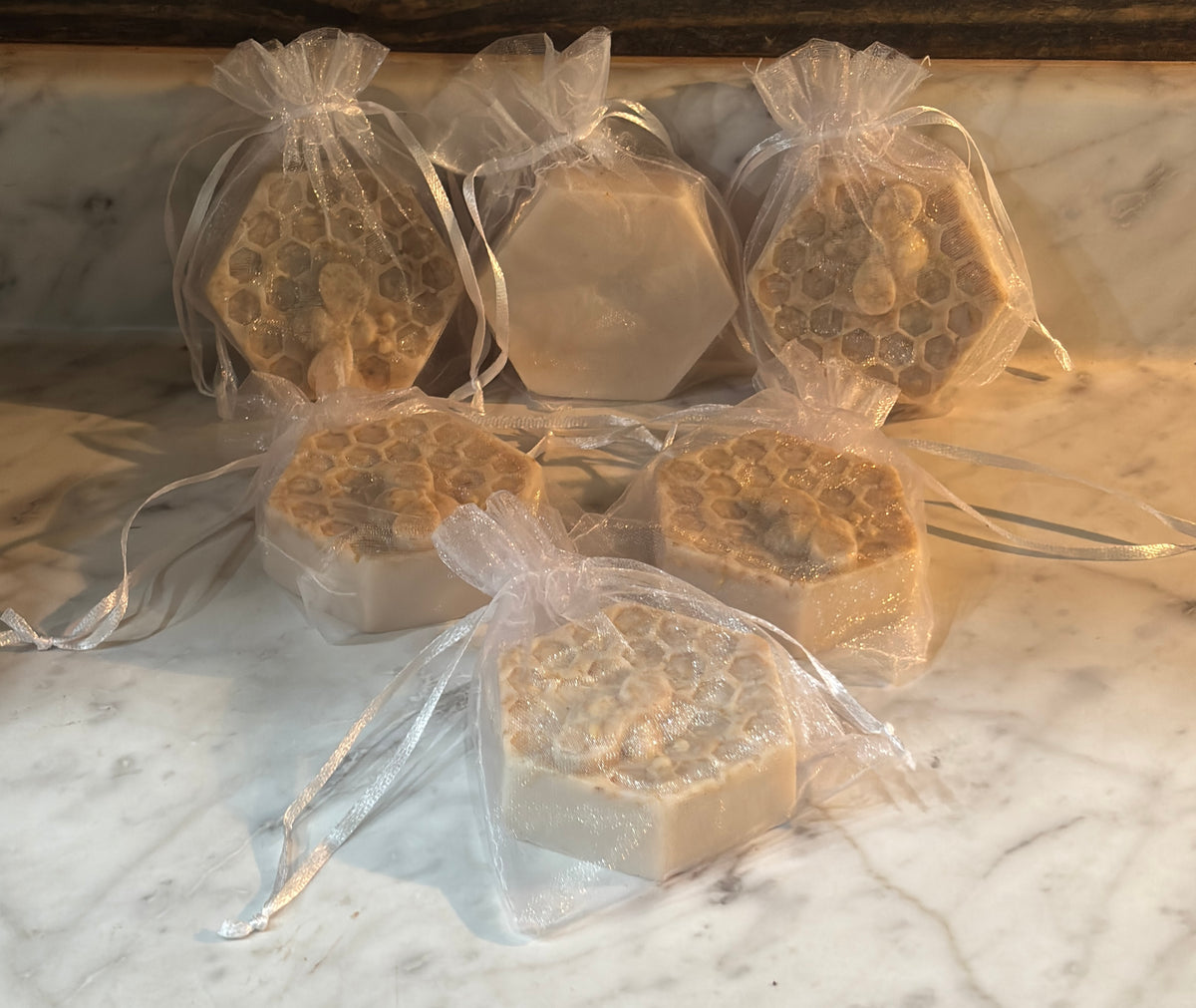 honey comb shaped goat milk soap bars honey and oats Bridgette's Shop