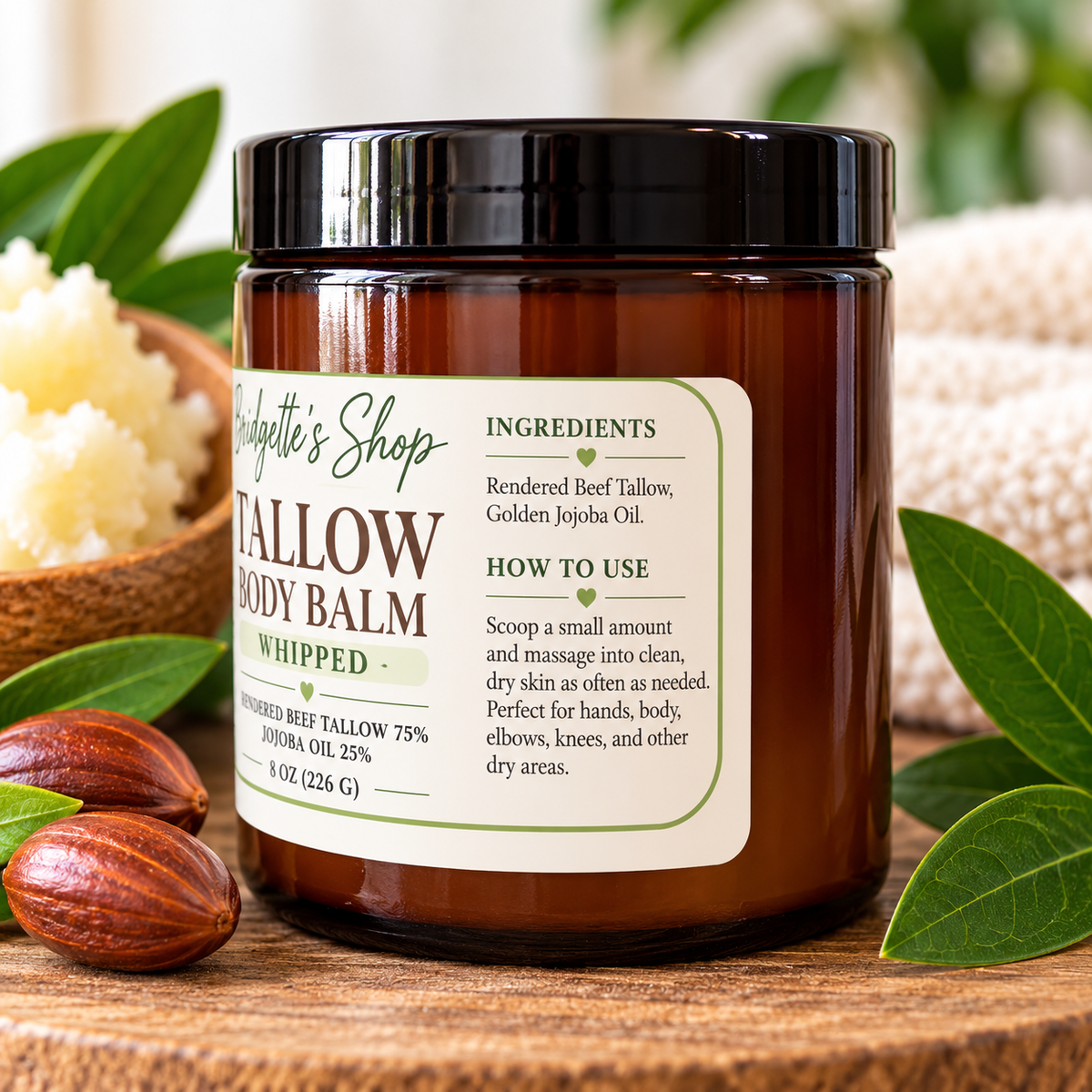 ingredients tallow body balm whipped