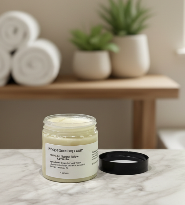 Calming Lavender Scented Whipped Grass Fed Tallow Balm Moisturizing Cream