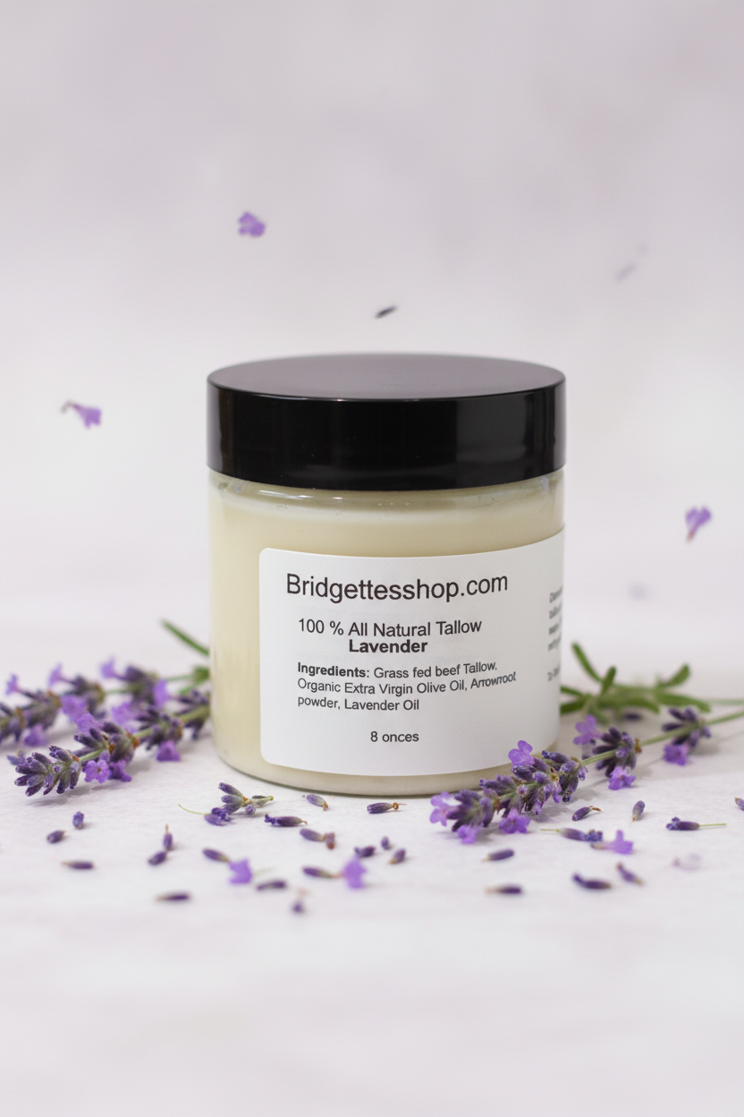 Calming Lavender Scented Whipped Grass Fed Tallow Balm Moisturizing Cream