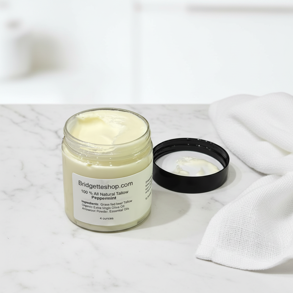 Peppermint scented (Refreshing) Whipped Grass Fed Tallow Balm Moisturizer Cream