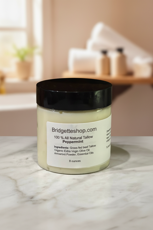 Peppermint scented (Refreshing) Whipped Grass Fed Tallow Balm Moisturizer Cream