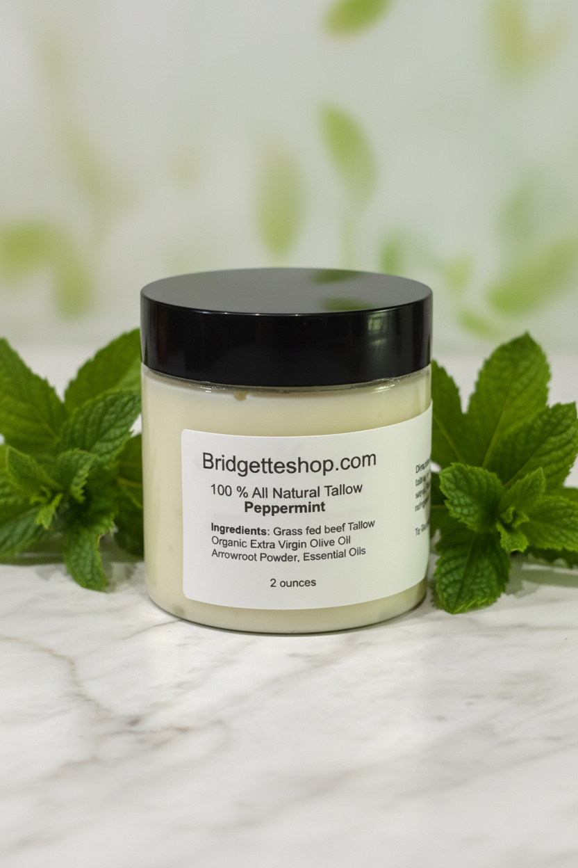 Peppermint scented (Refreshing) Whipped Grass Fed Tallow Balm Moisturizer Cream