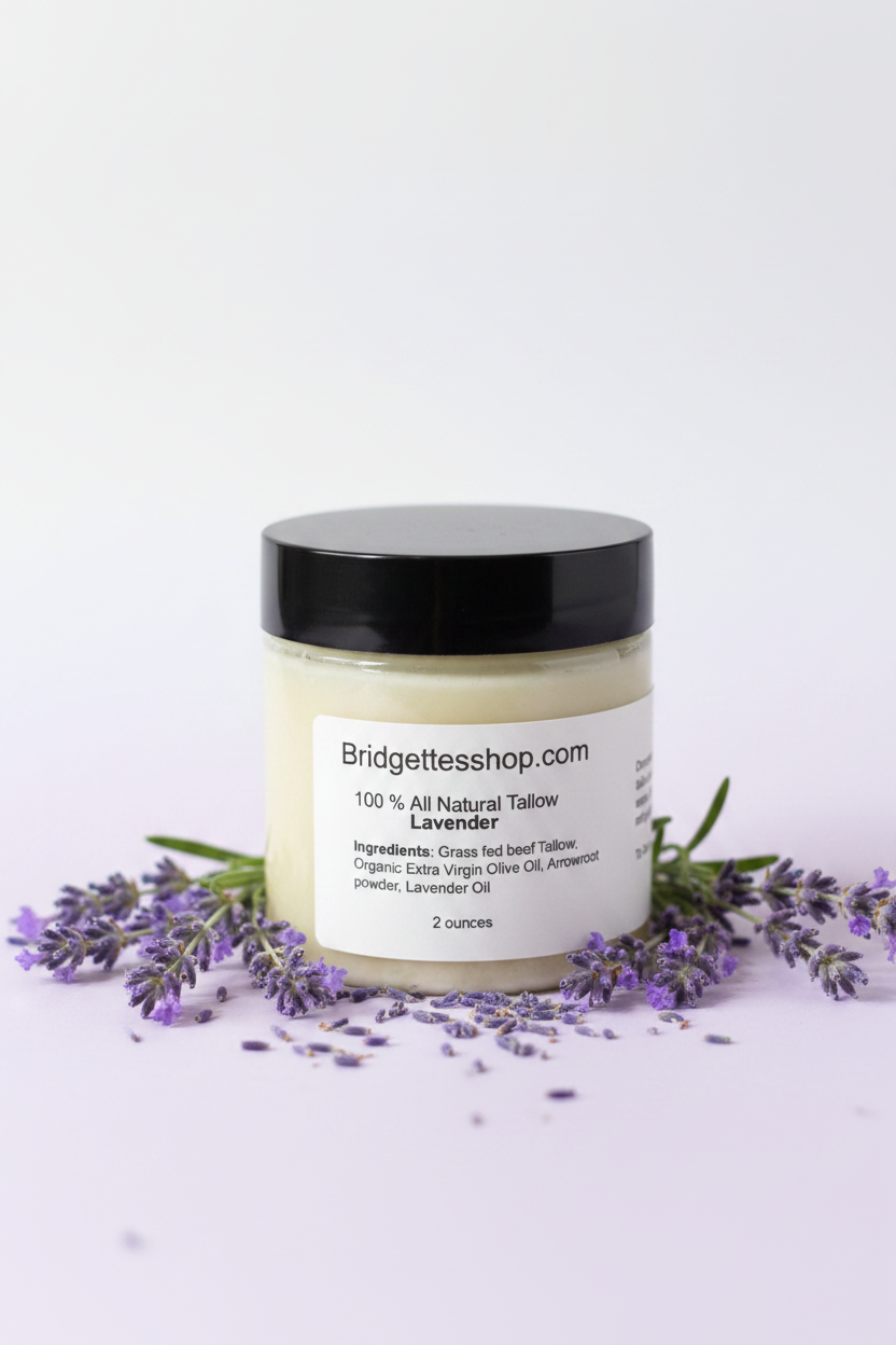 Calming Lavender Scented Whipped Grass Fed Tallow Balm Moisturizing Cream