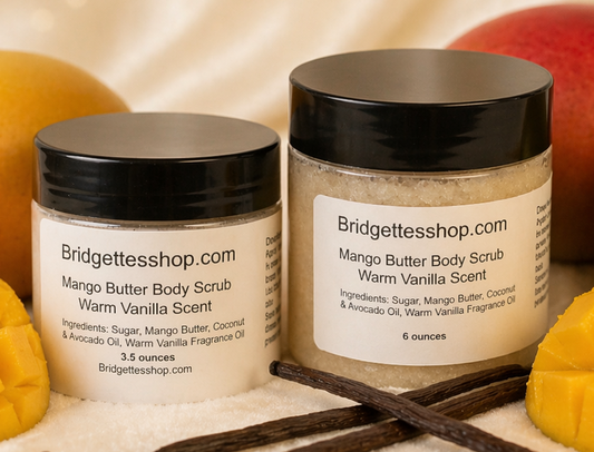 Warm Vanilla Scented Mango Butter Body Sugar Scrub 3.5oz or 6 oz. or Combo Pack